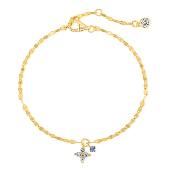 银S925白色圆锆镶嵌四叶草吊坠嘴唇链时尚精致手链