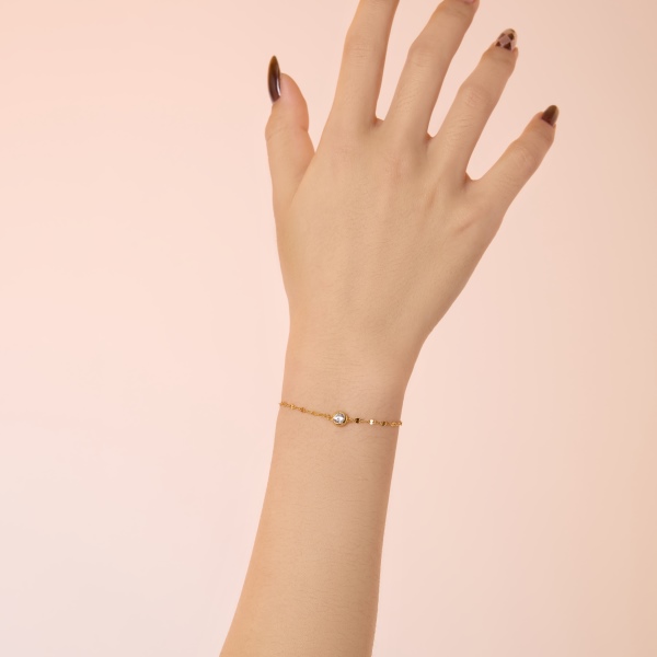 银S925白色圆锆单钻镶嵌嘴唇链设计精致时尚手链