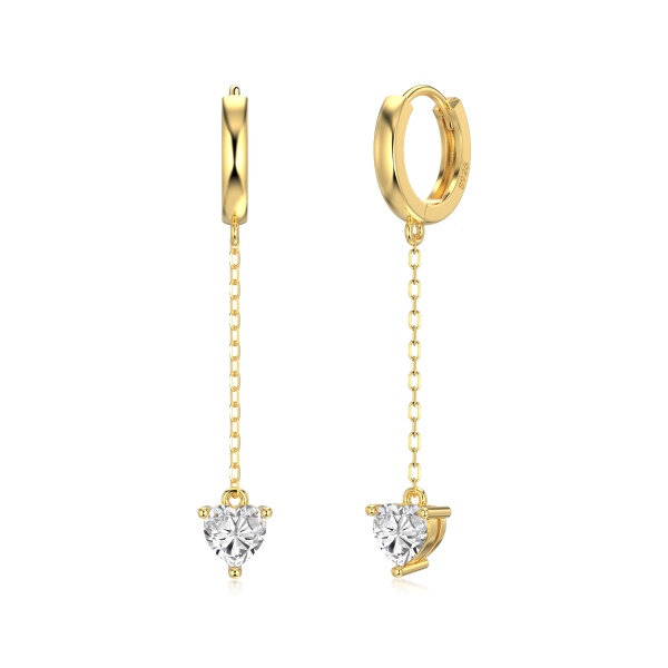 银S925白色心形流苏吊坠简约时尚耳环