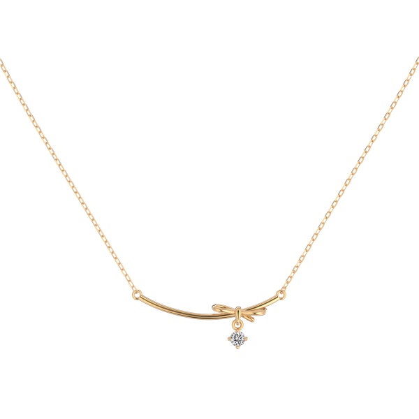 银S925白色圆锆单钻蝴蝶结设计细线条简约精致套装项链