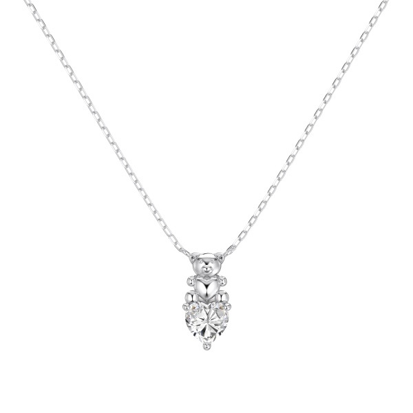 银S925小熊爱心单钻锆石精致时尚可爱设计套装项链