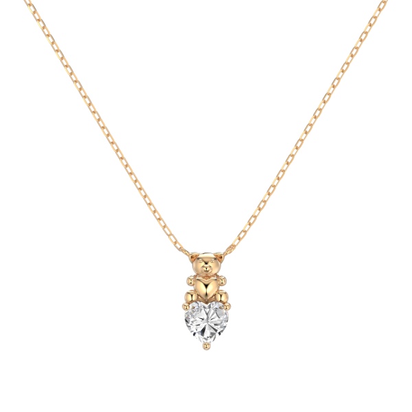 银S925小熊爱心单钻锆石精致时尚可爱设计套装项链