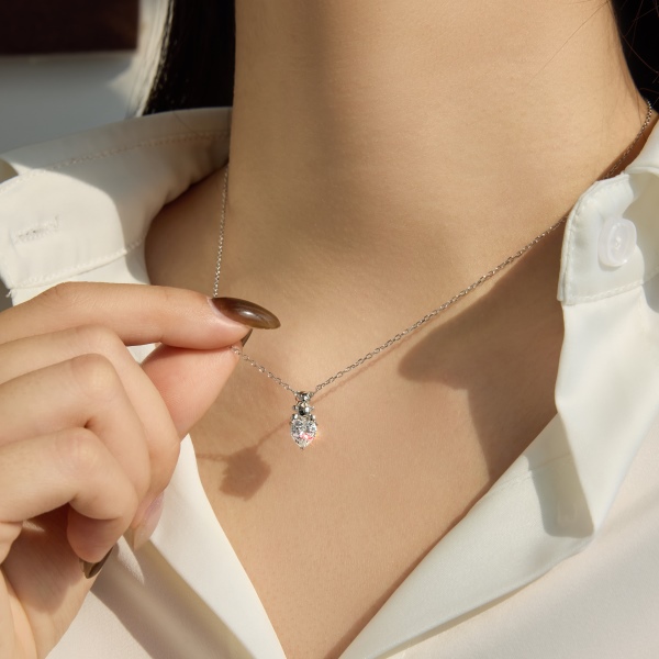 银S925小熊爱心单钻锆石精致时尚可爱设计套装项链