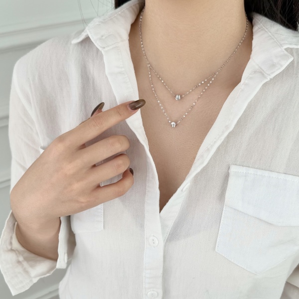 银S925猫眼双层圆珠ins风简约项链