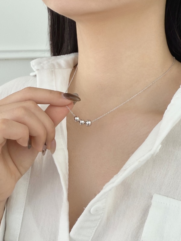 银S925大小圆珠光面ins风简约百搭项链