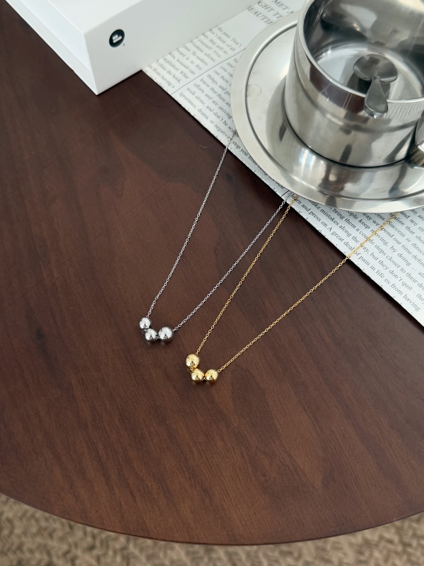 银S925大小圆珠光面ins风简约百搭项链