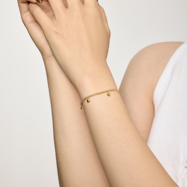 银S925大小圆珠光面多吊坠小众时尚手链