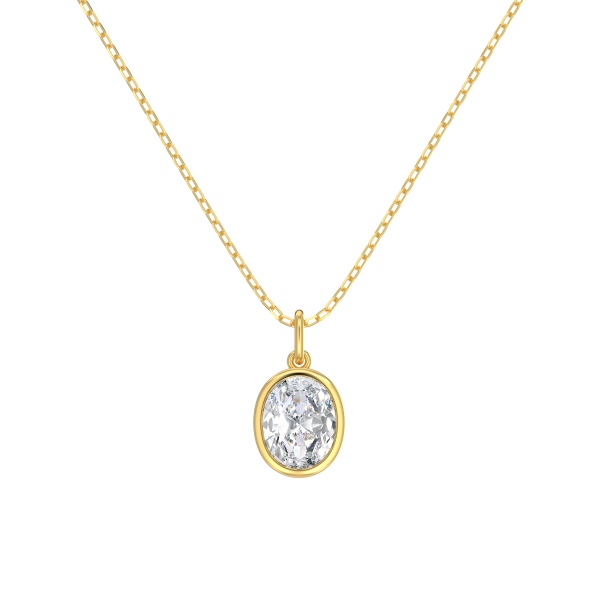 银S925白色旦形椭圆锆石包镶设计百搭时尚项链