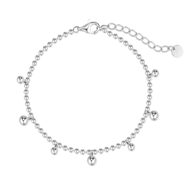 银S925大小圆珠光面多吊坠小众时尚手链