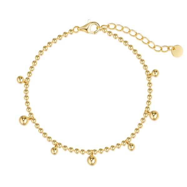 银S925大小圆珠光面多吊坠小众时尚手链