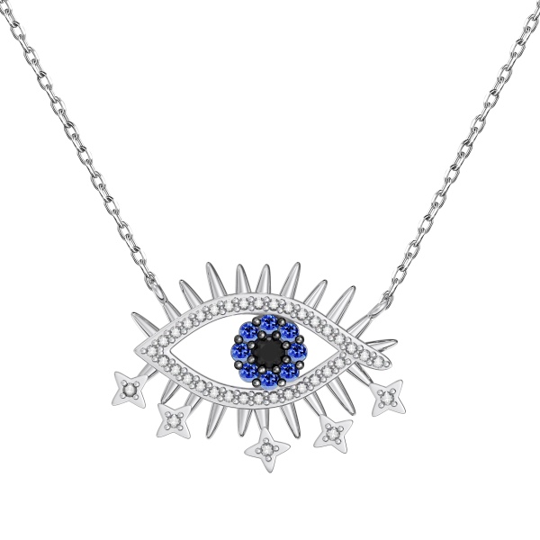 「恶魔之眼·Evil Eyes系列」银S925白色蓝色黑色圆锆镶嵌恶魔之眼镂空设计小众时尚简约百搭项链