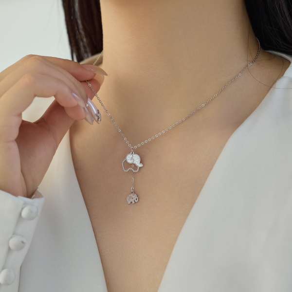 银S925吉祥大象小众设计简约项链