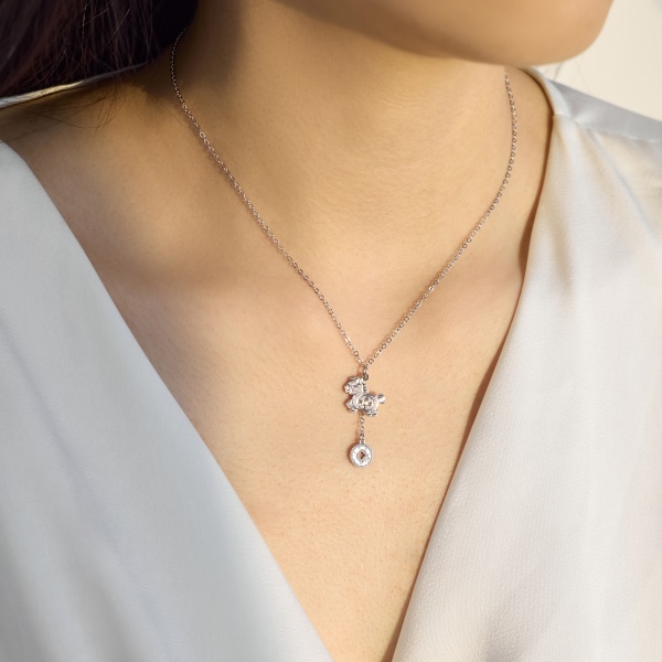 银S925马上有钱生肖小马铜钱流苏极简项链