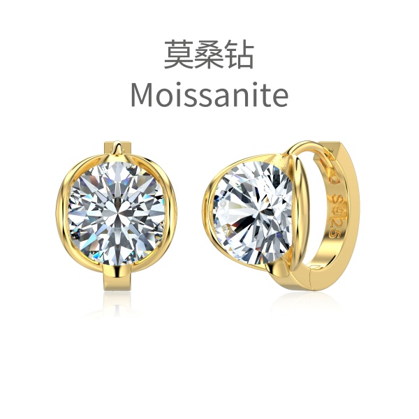 「莫桑钻 Moissanite 系列」「莹光 Dazzling系列」S925纯银圆形莫桑钻小灯泡清冷感耳圈个性精致耳环