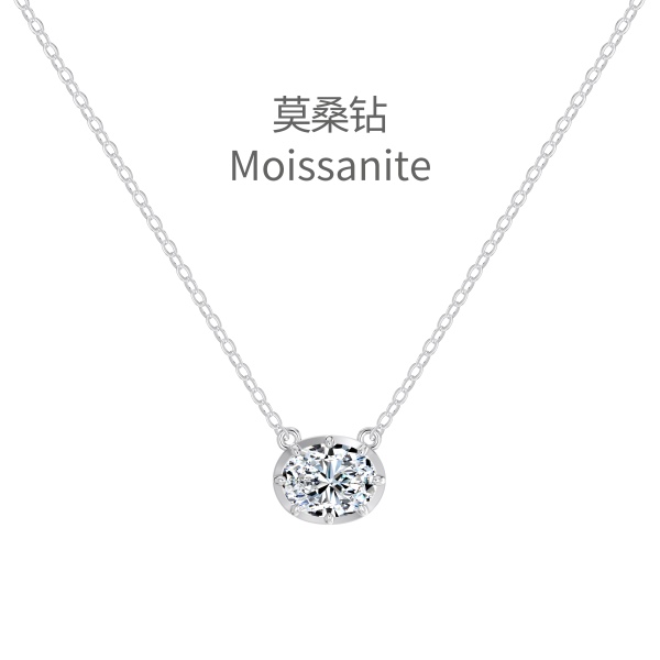 「莫桑钻 Moissanite 系列」银S925白色旦形莫桑钻经典八爪闪耀小星球小众时尚设计套装项链