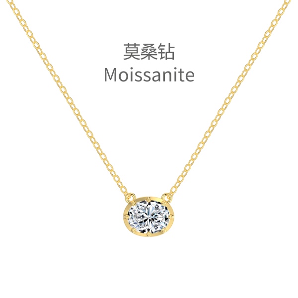 「莫桑钻 Moissanite 系列」银S925白色旦形莫桑钻经典八爪闪耀小星球小众时尚设计套装项链