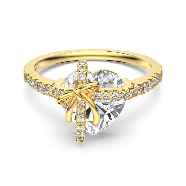 银S925白色心形爱心圆锆镶嵌蝴蝶结礼物甜酷个性套装戒指