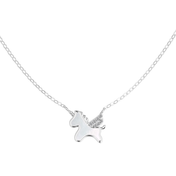 银S925白色小马驹贝壳独角兽吊坠时尚小众高级感项链