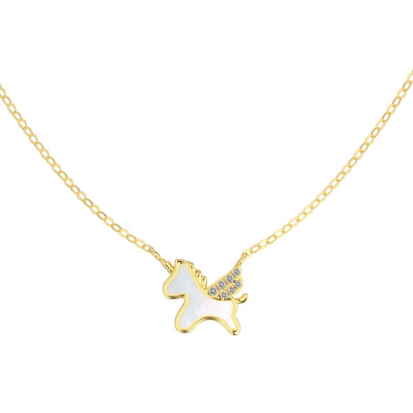 银S925白色小马驹贝壳独角兽吊坠时尚小众高级感项链