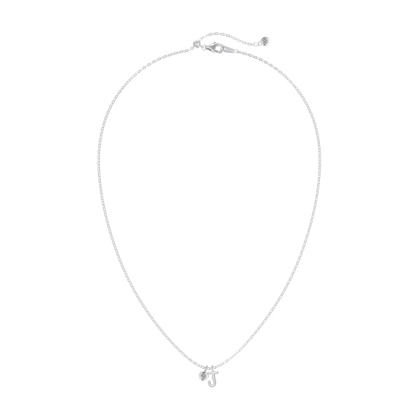 银S925白色圆锆哑光喷砂字母不规则吊坠简约时尚精致项链