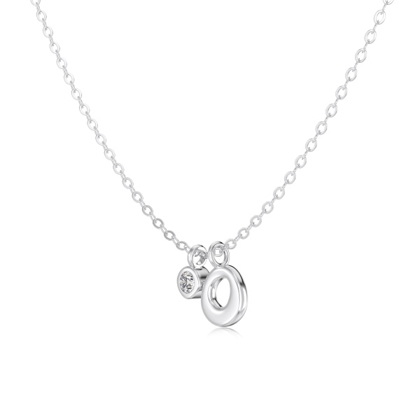 银S925白色圆锆哑光喷砂字母不规则吊坠简约时尚精致项链