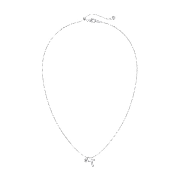 银S925白色圆锆哑光喷砂字母不规则吊坠简约时尚精致项链