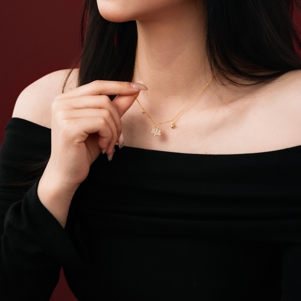 银S925白色小马驹贝壳独角兽星星紫色小圆锆吊坠时尚小众高级感项链