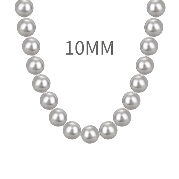 银S925白色珍珠贝珠元宝扣简约时尚优雅项链