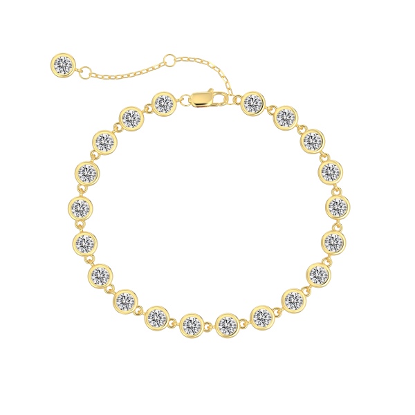 银S925白色圆锆镶嵌包镶设计整圈连接时尚精致手链