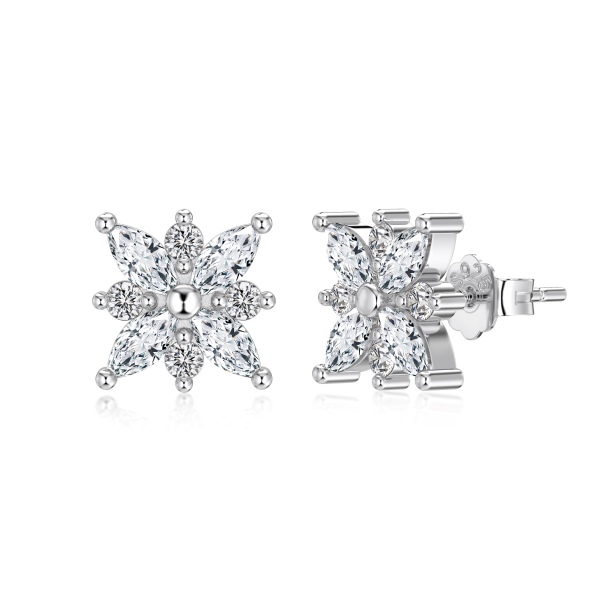 银S925雪花马眼满钻爆闪耳钉轻奢高级感气质百搭耳饰