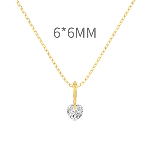银S925单孔爱心锆石吊坠简约时尚项链