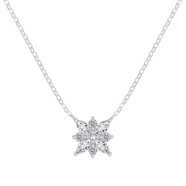 银S925雪花马眼满钻爆闪项链轻奢高级感气质百搭