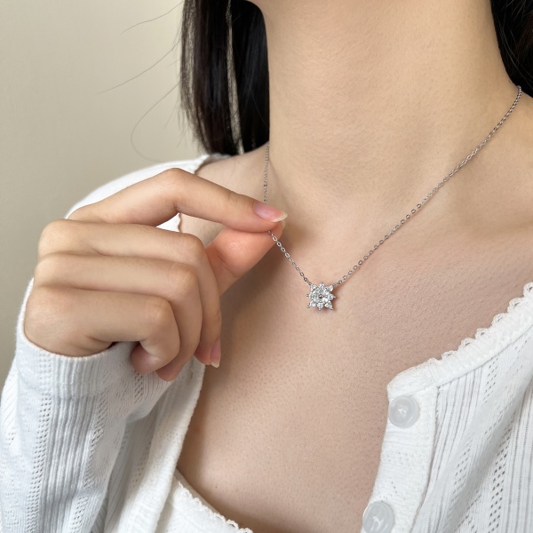 银S925雪花马眼满钻爆闪项链轻奢高级感气质百搭