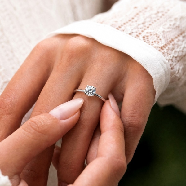 「莫桑钻 Moissanite 系列」S925纯银经典婚戒6.5mm1克拉仿钻戒高品质