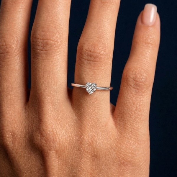 「莫桑钻 Moissanite 系列」S925纯银经典爱心主石婚戒0.8克拉仿钻高品质