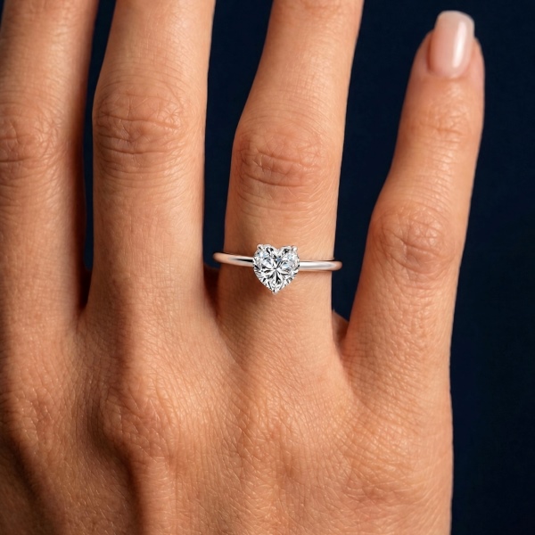 「莫桑钻 Moissanite 系列」S925纯银经典爱心主石婚戒2克拉仿钻高品质