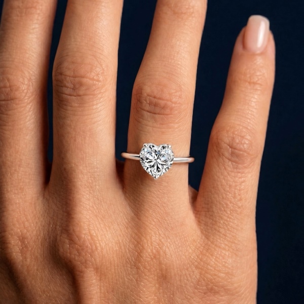 「莫桑钻 Moissanite 系列」S925纯银经典爱心主石婚戒3克拉仿钻高品质