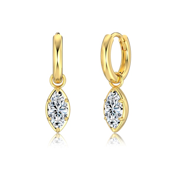 「莫桑钻 Moissanite 系列」银S925白色马眼莫桑钻单钻镶嵌可拆卸吊坠小众时尚耳圈耳环