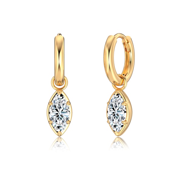 「莫桑钻 Moissanite 系列」银S925白色马眼莫桑钻单钻镶嵌可拆卸吊坠小众时尚耳圈耳环