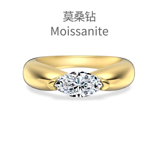 「莫桑钻 Moissanite 系列」银S925白色马眼单钻设计小众时尚高级感戒指