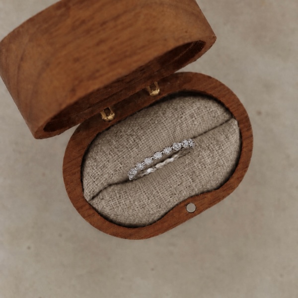 「莫桑钻 Moissanite 系列」银S925白色圆形满钻镶嵌小众时尚高级感排钻戒指