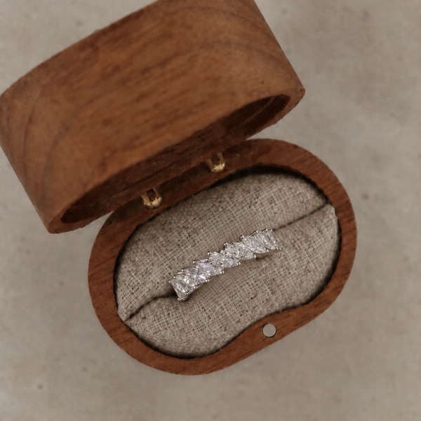 「莫桑钻 Moissanite 系列」银S925白色马眼满钻镶嵌小众时尚高级感排钻戒指