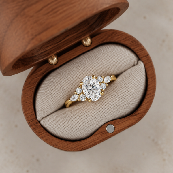 「莫桑钻 Moissanite 系列」银S925白色旦形圆形马眼镶嵌莫桑钻时尚高级感戒指