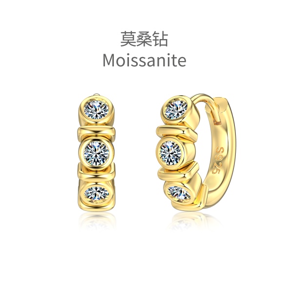 「莫桑钻 Moissanite 系列」银S925白色圆锆包镶小光环设计小众时尚高级感套装圆圈耳环