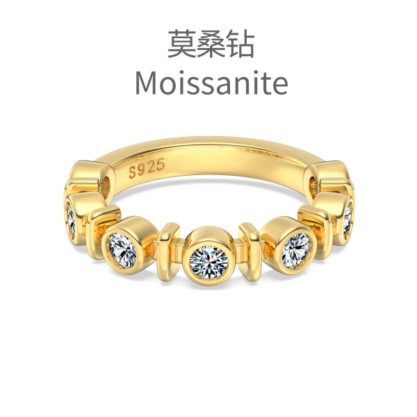 「莫桑钻 Moissanite 系列」银S925白色圆锆包镶小光环设计小众时尚高级感套装戒指