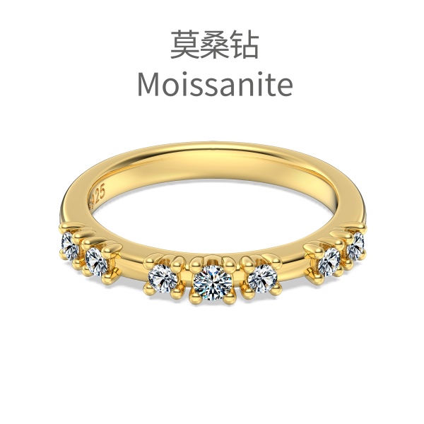 「莫桑钻 Moissanite 系列」银S925白色圆锆等距镶嵌设计小众时尚高级感戒指