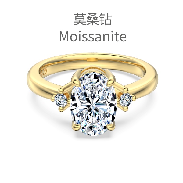 「莫桑钻 Moissanite 系列」银S925白色旦形圆形镶嵌小众时尚高级感戒指