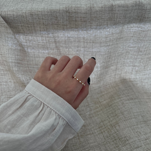 「莫桑钻 Moissanite 系列」银S925白色圆形等距镶嵌设计小众时尚高级感细戒戒指