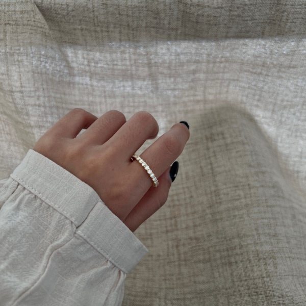 「莫桑钻 Moissanite 系列」银S925白色圆形满钻镶嵌小众时尚高级感排钻戒指