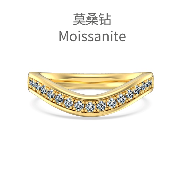 「莫桑钻 Moissanite 系列」银S925白色圆锆镶嵌V型设计小众时尚高级感戒指